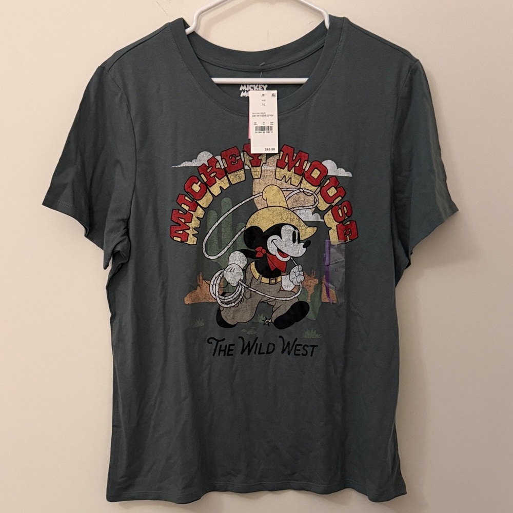 Disney Mickey Mouse The Wild West Short Sleeve Tee - Charcoal, Red, Yellow